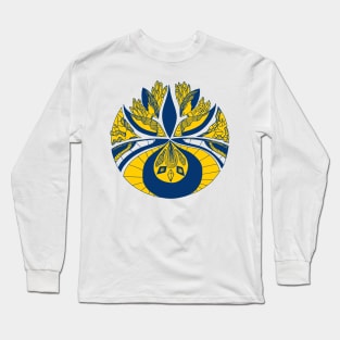 Navy Gold Abstract Motif Long Sleeve T-Shirt